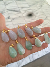 Load image into Gallery viewer, 100% natural icy watery green/purple type A jadeite jade water drop pendant necklace group AD23
