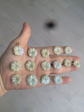 Load image into Gallery viewer, Type A 100Natural 3D light yellow/white jadeite Jade Hawaii flower Pendant necklace AF32

