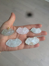 Load image into Gallery viewer, 100% Natural green/white icy Jadeite Jade healthy and longevity lock pendant AF30
