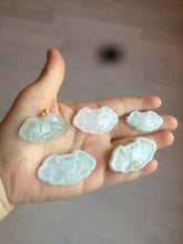 Load image into Gallery viewer, 100% Natural green/white icy Jadeite Jade healthy and longevity lock pendant AF30
