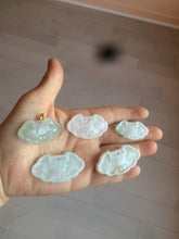 Load image into Gallery viewer, 100% Natural green/white icy Jadeite Jade healthy and longevity lock pendant AF30
