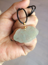 Load image into Gallery viewer, 100% Natural green/white icy Jadeite Jade healthy and longevity lock pendant AF30
