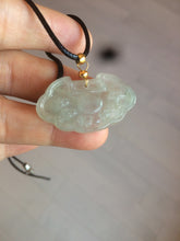 Load image into Gallery viewer, 100% Natural green/white icy Jadeite Jade healthy and longevity lock pendant AF30
