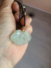 Load image into Gallery viewer, 100% Natural green/white icy Jadeite Jade healthy and longevity lock pendant AF30
