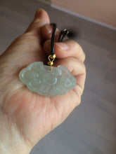 Load image into Gallery viewer, 100% Natural green/white icy Jadeite Jade healthy and longevity lock pendant AF30
