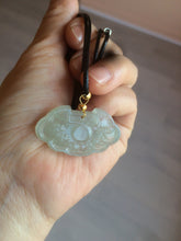 Load image into Gallery viewer, 100% Natural green/white icy Jadeite Jade healthy and longevity lock pendant AF30
