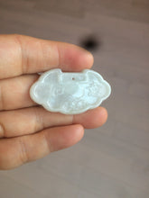 Load image into Gallery viewer, 100% Natural green/white icy Jadeite Jade healthy and longevity lock pendant AF30
