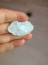 Load image into Gallery viewer, 100% Natural green/white icy Jadeite Jade healthy and longevity lock pendant AF30
