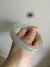 Load image into Gallery viewer, 58.5mm Certified Type A 100% Natural super icy gray/white nephrite Jade bangle HE39-2070
