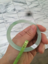 Load image into Gallery viewer, 56.9mm Certified Type A 100% Natural icy sunny green super thin style Jadeite bangle U59-6989
