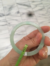 Load image into Gallery viewer, 56.9mm Certified Type A 100% Natural icy sunny green super thin style Jadeite bangle U59-6989
