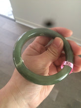 Load image into Gallery viewer, 57.4mm 100% natural certified dark green/gray nephrite jade bangle HF69-6454

