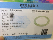 Load image into Gallery viewer, 55.2 mm certified Type A 100% Natural icy green/yellow super thin Jadeite bangle AH48-1451
