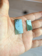 Load image into Gallery viewer, 100% natural icy watery dark green jadeite jade safe and sound couple pendant pair AF26
