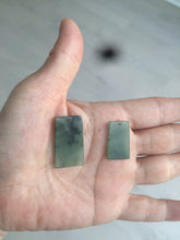 Load image into Gallery viewer, 100% natural icy watery dark green jadeite jade safe and sound couple pendant pair AF26
