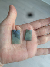 Load image into Gallery viewer, 100% natural icy watery dark green jadeite jade safe and sound couple pendant pair AF26
