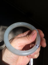Load image into Gallery viewer, 58.5mm Certified Type A 100% Natural super icy gray/white nephrite Jade bangle HE39-2070
