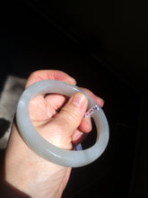 Load image into Gallery viewer, 58.5mm Certified Type A 100% Natural super icy gray/white nephrite Jade bangle HE39-2070
