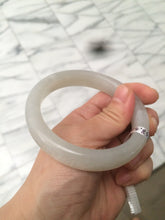 Load image into Gallery viewer, 58.5mm Certified Type A 100% Natural super icy gray/white nephrite Jade bangle HE39-2070
