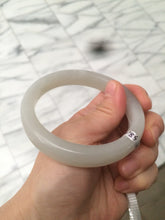Load image into Gallery viewer, 58.5mm Certified Type A 100% Natural super icy gray/white nephrite Jade bangle HE39-2070
