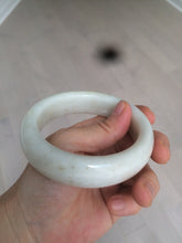 Load image into Gallery viewer, 59.4mm 100% Natural white/beige with black/brown flying dandelions Osmanthus fragrant cake chubby nephrite Jade bangle HT55
