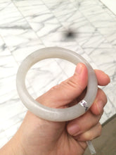 Load image into Gallery viewer, 58.5mm Certified Type A 100% Natural super icy gray/white nephrite Jade bangle HE39-2070
