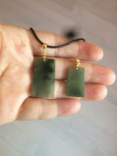 Load image into Gallery viewer, 100% natural icy watery dark green jadeite jade safe and sound couple pendant pair AF26
