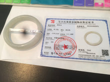 Load image into Gallery viewer, 58.5mm Certified Type A 100% Natural super icy gray/white nephrite Jade bangle HE39-2070
