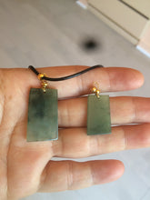 Load image into Gallery viewer, 100% natural icy watery dark green jadeite jade safe and sound couple pendant pair AF26
