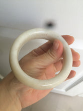 Load image into Gallery viewer, 59.4mm 100% Natural white/beige with black/brown flying dandelions Osmanthus fragrant cake chubby nephrite Jade bangle HT55
