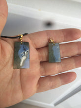 Load image into Gallery viewer, 100% natural icy watery dark green jadeite jade safe and sound couple pendant pair AF26
