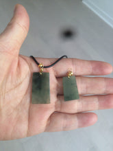 Load image into Gallery viewer, 100% natural icy watery dark green jadeite jade safe and sound couple pendant pair AF26
