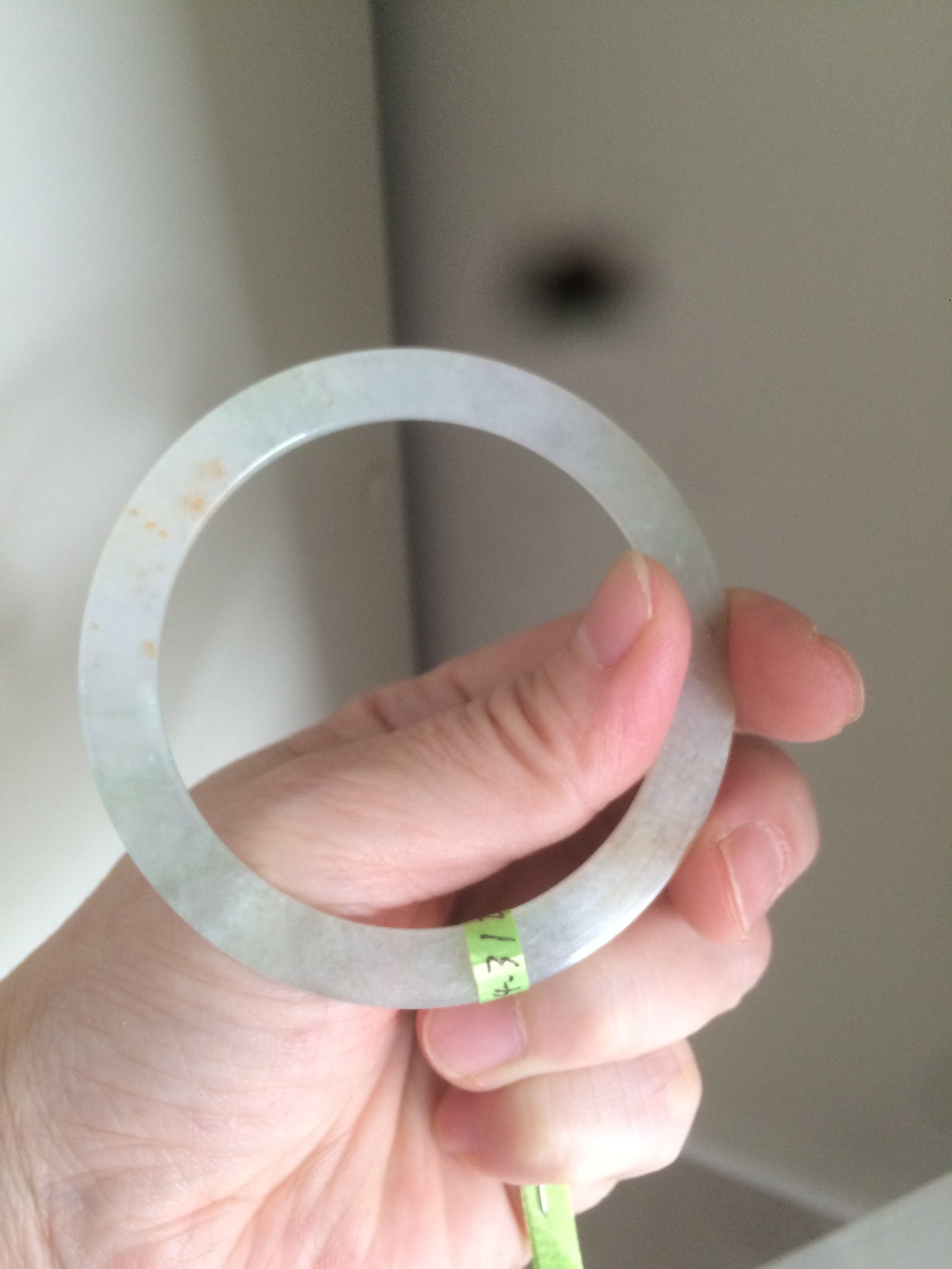 Load image into Gallery viewer, 54.3mm certified Type A 100% Natural icy light green/yellow thin Jadeite bangle AH51-1455