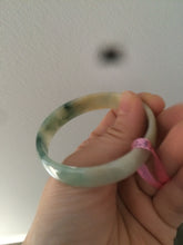 Load image into Gallery viewer, 52.3mm certified jadeite jade bangle green/yellow thin style small hand L14-3899
