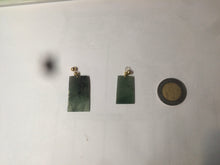 Load image into Gallery viewer, 100% natural icy watery dark green jadeite jade safe and sound couple pendant pair AF26
