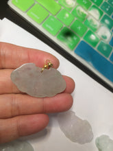 Load image into Gallery viewer, 100% Natural green/white icy Jadeite Jade healthy and longevity lock pendant AF30
