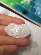 Load image into Gallery viewer, 100% Natural green/white icy Jadeite Jade healthy and longevity lock pendant AF30
