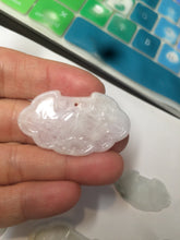 Load image into Gallery viewer, 100% Natural green/white icy Jadeite Jade healthy and longevity lock pendant AF30
