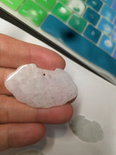 Load image into Gallery viewer, 100% Natural green/white icy Jadeite Jade healthy and longevity lock pendant AF30
