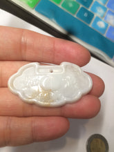 Load image into Gallery viewer, 100% Natural green/white icy Jadeite Jade healthy and longevity lock pendant AF30
