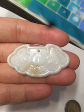 Load image into Gallery viewer, 100% Natural green/white icy Jadeite Jade healthy and longevity lock pendant AF30
