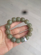 Load image into Gallery viewer, 100% Natural 13.8x13mm green/yellow/brown vintage style nephrite Jade bead man bracelet HF9
