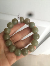 Load image into Gallery viewer, 100% Natural 13.8x13mm green/yellow/brown vintage style nephrite Jade bead man bracelet HF9
