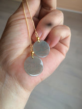 Load image into Gallery viewer, 100% Natural icy watery blue/green/gray plate (蝉翼) dangling Guatemala jadeite Jade earring S46
