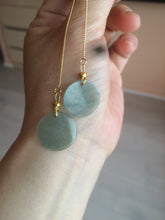 Load image into Gallery viewer, 100% Natural icy watery blue/green/gray plate (蝉翼) dangling Guatemala jadeite Jade earring S46
