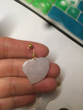 Load image into Gallery viewer, Type A 100% Natural white/light Purple Heart and key Jadeite Jade Pendant AF34
