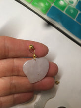 Load image into Gallery viewer, Type A 100% Natural white/light Purple Heart and key Jadeite Jade Pendant AF34
