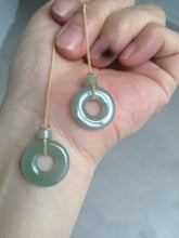 Load image into Gallery viewer, Sold  100% Natural watery safe and sound mom and daughter buckle dangling jadeite Jade earring AS2
