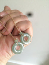 Load image into Gallery viewer, Sold  100% Natural watery safe and sound mom and daughter buckle dangling jadeite Jade earring AS2
