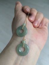 Load image into Gallery viewer, Sold  100% Natural watery safe and sound mom and daughter buckle dangling jadeite Jade earring AS2
